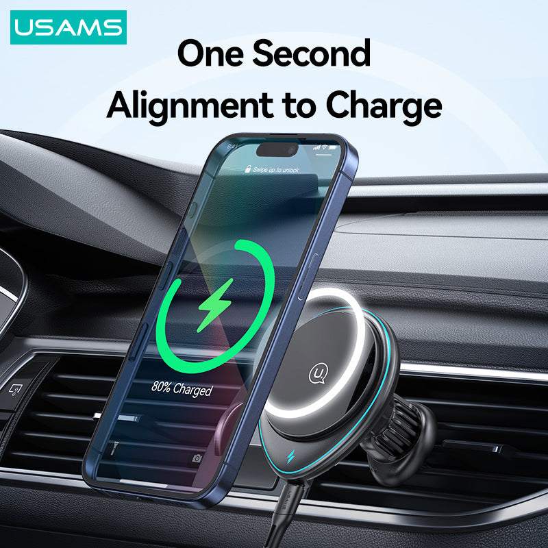 USAMS US-CD222 JC Series Car Magnetic Wireless Charger Air Vent Phone Charging Bracket USAMS US-CD222 JC Series Car Magnetic Wireless Charger Air Vent Phone Charging Bracket